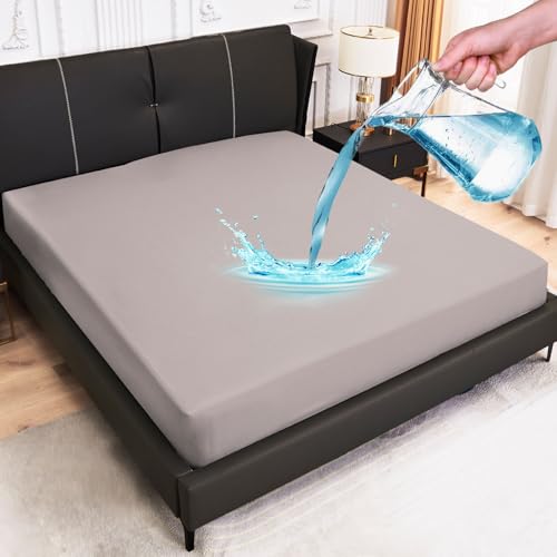 Arcona Matratzenschoner 90 x 200, Spannbettlaken Stil Wasserdichter Matratzenschoner 90x200, wasserdicht und Atmungsaktive Matratzenbezug, Nässeschutz Waschbar Bettlaken Grau von Arcona