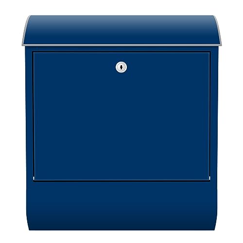Arcondo Design Briefkasten mit Motiv und Zeitungsfach Unifarbe Preußischblau von Arcondo
