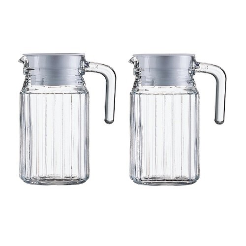 2 Glaskannen Glaskrüge Kühlschrankkannen Kühlschrankkrüge je 0,5 Liter aus Glas mit weißem Kunststoffdeckel 2 Glaskannen Glaskrüge Kühlschrankkannen Kühlschrankkrüge je 0,5 Liter aus Glas mit weißem Kunststoffdeckel von Arcoroc