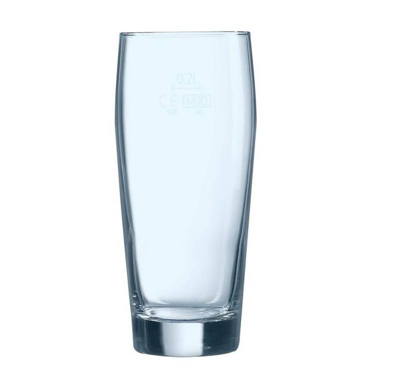 Arcoroc Bierglas Arcoroc Willi Becher 265 ml geeicht auf 200 ml 12er Set, Glas von Arcoroc