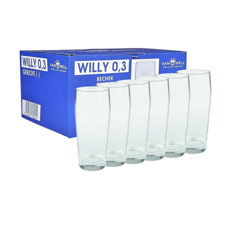 Arcoroc Bierglas Arcoroc Willi Becher 400 ml geeicht auf 300 ml 6er Set, Glas von Arcoroc