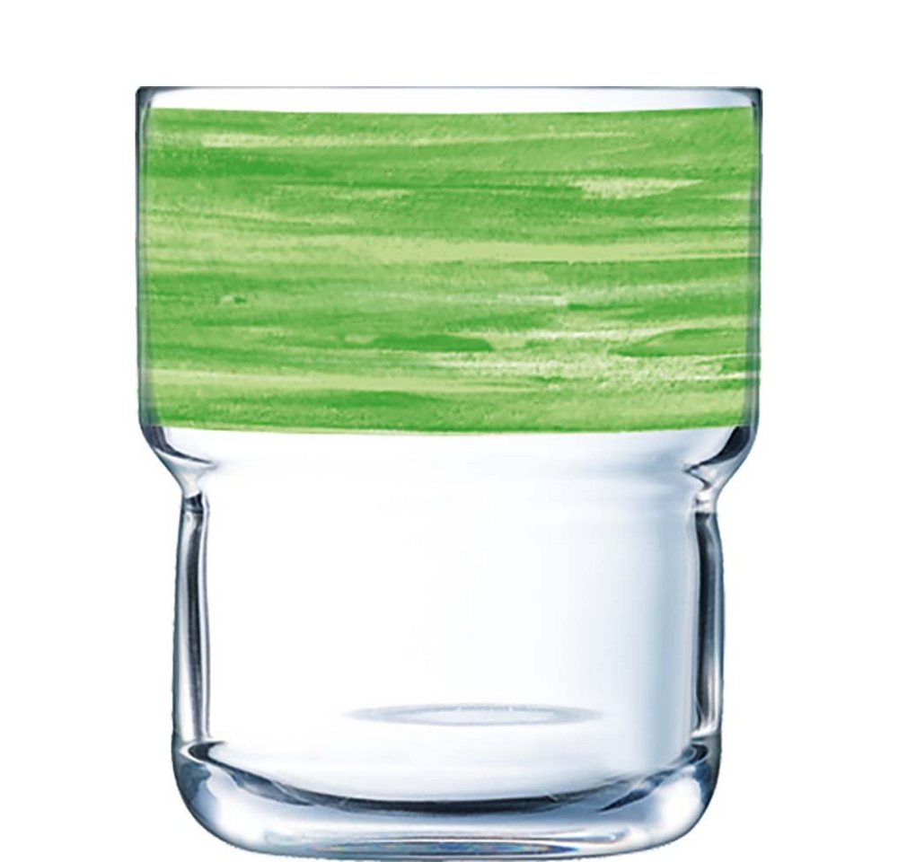 Arcoroc Tumbler-Glas Brush Green, Glas gehärtet, FB27 Tumbler Trinkglas stapelbar 270ml Glas gehärtet Grün 6 Stück von Arcoroc