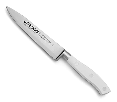 Arcos 233424 Serie Riviera Blanc - Kochmesser - Klinge aus Nitrum geschmiedetem Edelstahl 150 mm - HandGriff Polyoxymethylen (POM) Farbe Weiße von Arcos