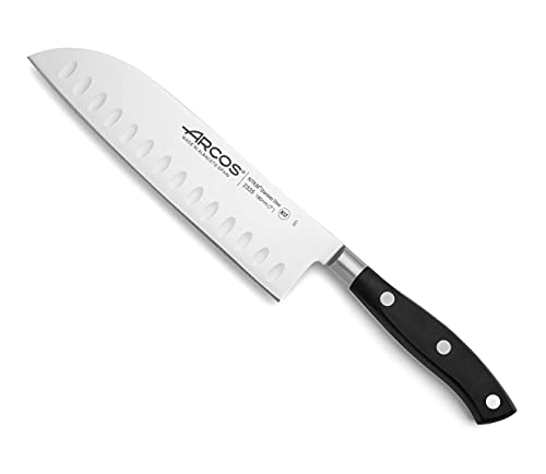 Arcos 233500 Serie Riviera - Santoku Messer MesserAsiatischerArt-KlingeausNitrumgeschmiedetemEdelstahl180mm-HandGriffPolyoxymethylen(POM)FarbeSchwarz von Arcos