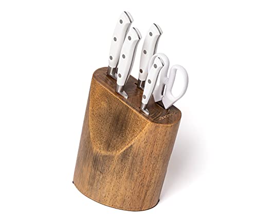 ARCOS Messer-Set Geschmiedet 5-teilig - Edelstahl Nitrum, Ergonomischer Griff aus Polyoxymethylen POM, Serie Riviera Blanc - Dünne Klinge mit Charakteristischem Weichem Rand, Farbe Weiß von Arcos