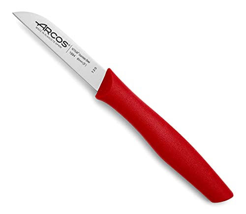 Arcos Serie Nova - Schälmesser - Klinge Nitrum Edelstahl 80 mm - HandGriff Polypropylen Farbe Rot von Arcos
