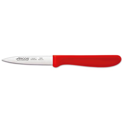 Arcos Serie Nova - Schälmesser - Klinge Nitrum Edelstahl 85 mm - HandGriff Polypropylen Farbe Rot von Arcos