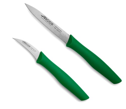 Arcos Set 2 Schälmesser aus Edelstahl - Ergonomischer Griff aus Polypropylen, Ideal für Schneiden von Obst, Gemüse und Knollen - Grün, Serie Nova von Arcos