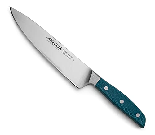 Arcos 190623 Serie Brooklyn - Kochmesser - Klinge aus Nitrum geschmiedetem Edelstahl 210 mm - HandGriff Micarta Farbe Blau (Seiden klinge) von Arcos