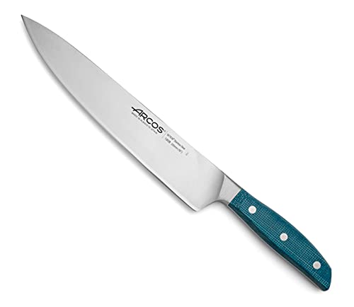 Arcos 190823 Serie Brooklyn - Kochmesser - Klinge aus Nitrum geschmiedetem Edelstahl 250 mm - HandGriff Micarta Farbe Blau (Seiden klinge) von Arcos