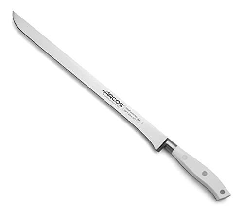 Arcos 231124 Serie Riviera Blanc - Schneidmesser Schinkenmesser - Klinge aus Nitrum geschmiedetem Edelstahl 300 mm - HandGriff Polyoxymethylen (POM) Farbe Weiße von Arcos