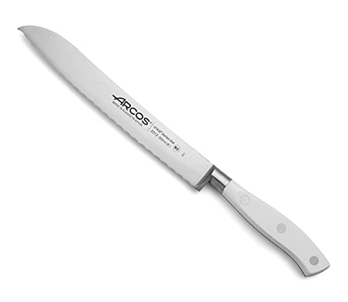 Arcos 231324 Serie Riviera Blanc - Brotmesser -KlingeausNitrumgeschmiedetemEdelstahl200mm-HandGriffPolyoxymethylen(POM) FarbeWeiße, 8" von Arcos