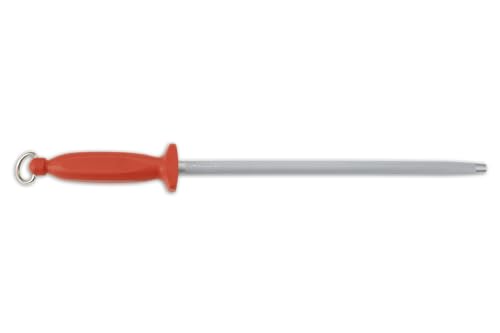 Arcos Messer-Schärfstab - Manuell, Chrom-Kohlenstoffstahl, 300 mm - Roter Polypropylen-Griff, Perfekte Klingenerhaltung - Chairas Serie von Arcos