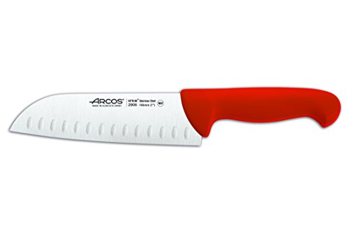 Arcos Serie 2900 - Santoku Messer Messer Asiatischer ArtAsian Knife - Klinge Nitrum Edelstahl 180 mm - HandGriff Polypropylen Farbe Rot von Arcos