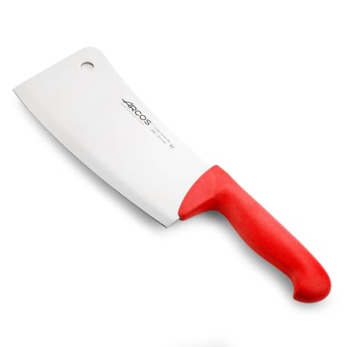 Arcos Fleischermesser Cleaver - Edelstahlklinge 23 cm - Griff aus Polypropylen, Widerstandsfähig und Hygienisch - Rotes Farberkennungssystem, Serie 2900 von Arcos