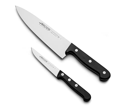Arcos Messerset 2-teilig - Edelstahl Nitrum, Klinge 360 mm, 363 g - Professionelles Küchenmesser zum Kochen - Ergonomischer Griff aus Polyoxymethylen (POM) - Schwarz, Serie Universal Arcos Messerset 2-teilig - Edelstahl Nitrum, Klinge 360 mm, 363 g - Professionelles Küchenmesser zum Kochen - Ergonomischer Griff aus Polyoxymethylen (POM) - Schwarz, Serie Universal von Arcos