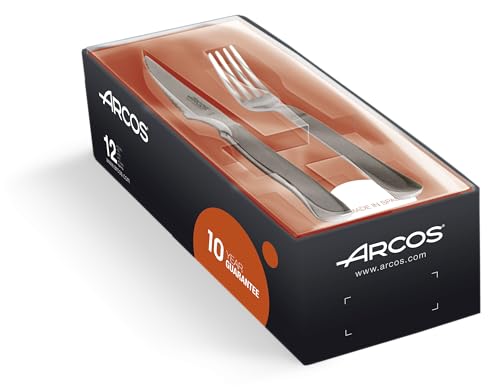 ARCOS Tischbesteck Set von 12 Stücken, 6 Messer und 6 Gabeln, Set von 12 Stücken für den Tischservice aus rostfreiem Stahl und perlmuttkantig, Farbe Silber von Arcos