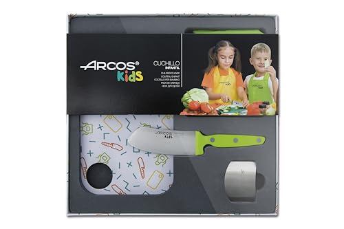 Arcos Kids 792721 Kids - Kinder Kochmesser Set (Kindermesser + Schürze + Schneidbrett + Fingerschutz) - Farbe Grün von Arcos