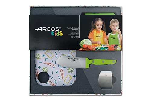 Arcos Kids 792721 Kids - Kinder Kochmesser Set (Kindermesser + Schürze + Schneidbrett + Fingerschutz) - Farbe Grün von Arcos