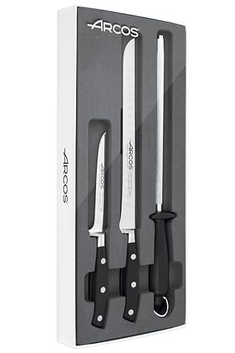 Arcos Riviera Schinkenmesser Set, Rostfreier Edelstahl, Schwarz, 3 Piezas + Cubre Jamón von Arcos