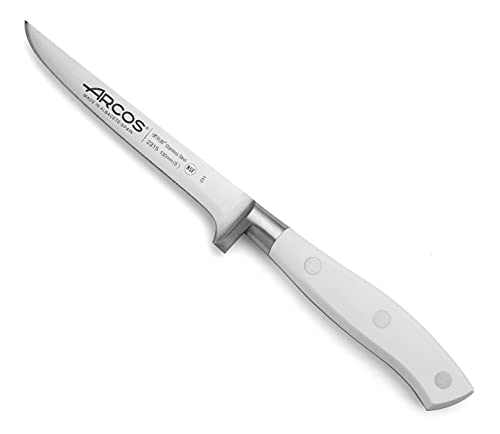 Arcos Ausbeinmesser mit Nitrum Edelstahlklinge 130 mm - Professionelles Messer zum Entbeinen von Fleisch - Ergonomischer Griff aus Polypropylen - Weiß, Serie Riviera Blanc von Arcos