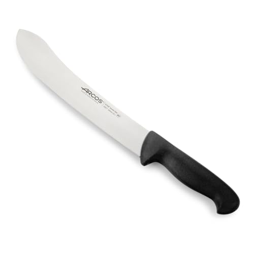 Arcos Fleischermesser aus Nitrum Edelstahl - Professionelles Küchenmesser zum Schneiden von Fleisch, Fisch und Gemüse - Ergonomischer Griff aus Polyoxymethylen, Serie 2900, Farbe Schwarz von Arcos