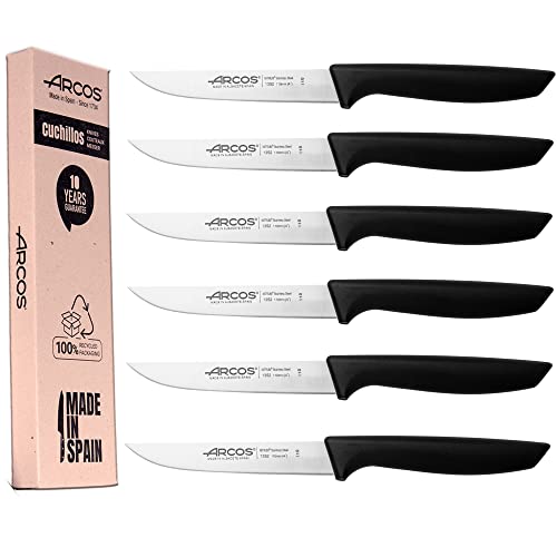 Arcos Serie Nizza - Küchenmesser-Set, 6-teilig, Gemüsemesser 110 mm, + Tischmesser, 100 % umweltfreundliche Verpackung, Edelstahl NITRUM von Arcos