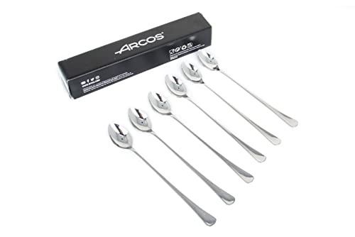 Arcos Madrid Serie 6 Stück Erfrischungslöffel in Geschenkbox | Teelöffel - Monoblock aus Edelstahl - Größe 220 mm - Silber von Arcos