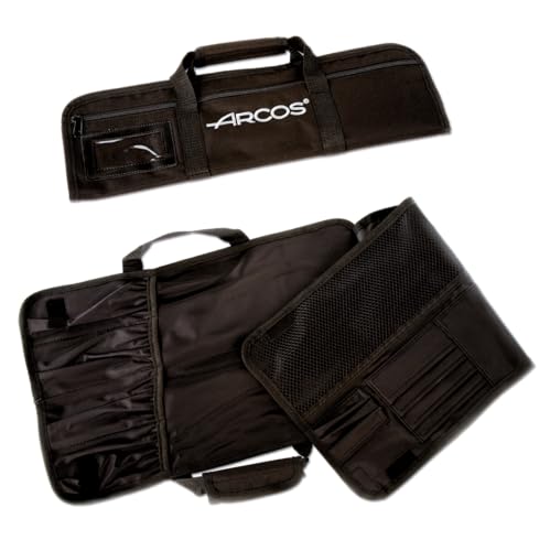 Arcos Messer Tasche Professionell - 4 Messer Kapazität, 100% Polyester, 460x275 mm - Sicherer Tragbarer Aufbewahrung - Schwarz von Arcos