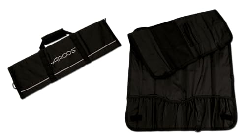 Arcos Messer Tasche Professionell - 8 Stück Kapazität, Sicherer und Kompakter Aufbewahrung - 100% Polyester, 50x51 cm - Ideal für Köche und Küche - Schwarz von Arcos