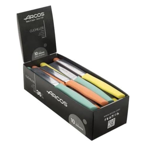 Arcos Serie Nova - Spiel 36 Stück Schälmesser - Klinge Nitrum Edelstahl 85 mm - Polypropylengriff in 3 Farben von Arcos