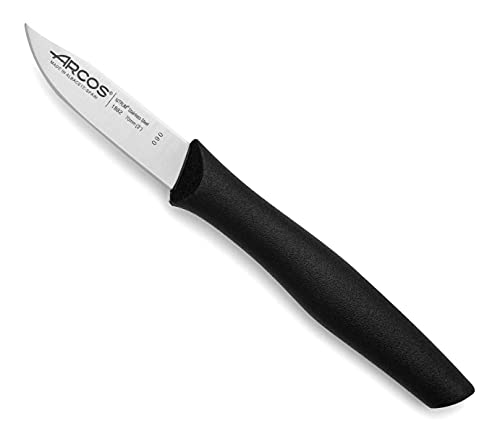 Arcos Schälmesser aus Nitrum Edelstahl 70 mm - Ergonomischer Griff aus Polypropylen, Ideal für Schälen von Obst und Gemüse - Schwarz, Serie Nova von Arcos