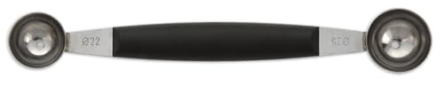 Arcos Melonenausstecher Doppelseitig aus Edelstahl 3 cm - Griff aus Polypropylen, Perfekt für Melonen und mehr - Schwarz, Serie 18 cm von Arcos