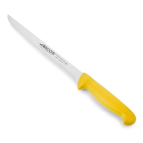 Arcos Filetiermesser mit Nitrum Edelstahlklinge 200 mm - Scharfes Messer für Fleisch und Fisch - Ergonomischer Griff aus Polypropylen - Gelb, Serie 2900 von Arcos