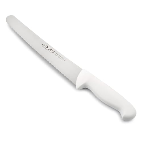 Arcos Konditormesser aus Nitrum-Edelstahl mit 250 mm Klinge - Ergonomischer Griff aus Polypropylen, Ideal zum Schneiden und Portionieren von Tortenböden - Weiß, Serie 2900 von Arcos