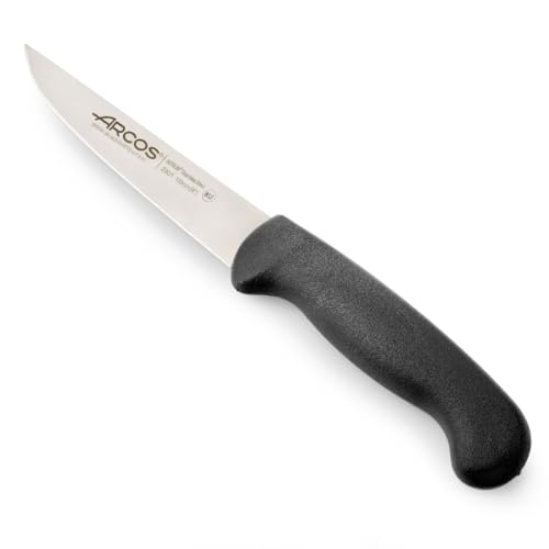 Arcos Gemüsemesser Edelstahl Nitrum 100 mm - Perfekt zum Schälen und Schneiden von Obst und Gemüse - Schwarzer Polypropylen-Griff - Serie 2900 von Arcos