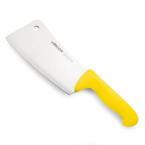 Arcos Fleischermesser Cleaver - Edelstahlklinge 23 cm - Griff aus Polypropylen, Widerstandsfähig und Hygienisch - Gelb, Serie 2900, Farberkennungssystem von Arcos