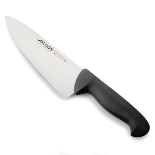 Arcos Chefmesser mit Nitrum Edelstahlklinge 20 cm - Professionelles Mehrzweck-Küchenmesser mit ergonomischem Griff aus Polypropylen - Schwarz, Serie 2900 von Arcos