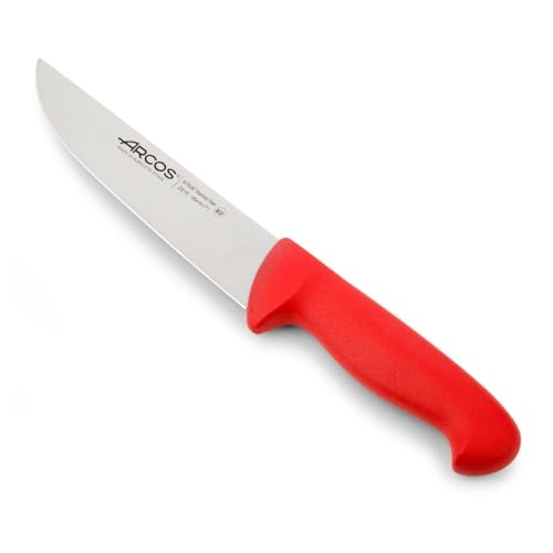 Arcos Fleischermesser aus Nitrum Edelstahl - Ideal für Fleisch - Ergonomischer Griff aus Polypropylen, für Langanhaltenden und Schweren Gebrauch - Rot, Serie 2900 von Arcos