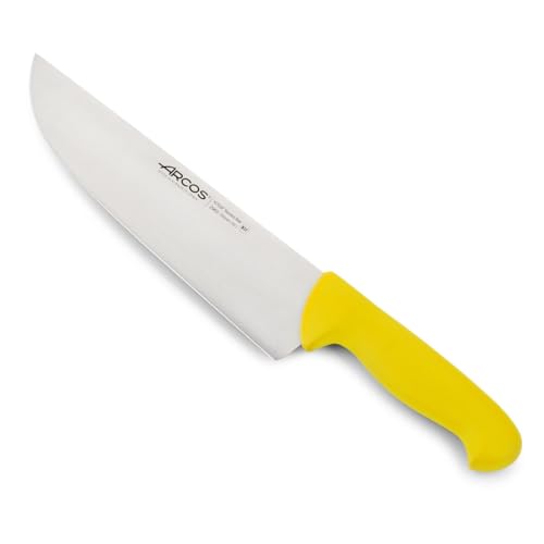 Arcos Fleischermesser Edelstahl NITRUM 25 cm - Ideal für Fleisch, Polypropylen Griff Gelb, Serie 2900 von Arcos