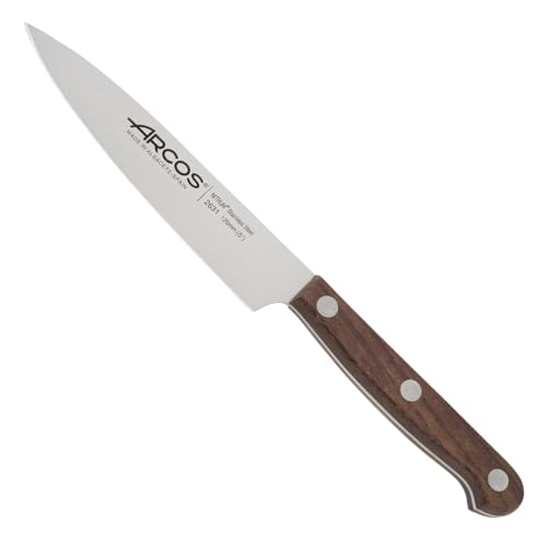 Arcos Gemüsemesser aus Edelstahl 120 mm - Professionelles Messer zum Schälen von Obst und Gemüse, Ergonomischer Griff aus Polyoxymethylen - Braun, Serie Atlántico von Arcos