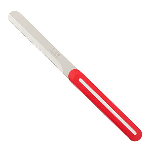 Arcos Serie B-Line - Tischmesser | Frühstücksmesser | Spülmaschinenfest - Gezackte Klinge Edelstahl NITRUM 100 mm - Griff aus Polypropylen (100 mm, Rot) von Arcos