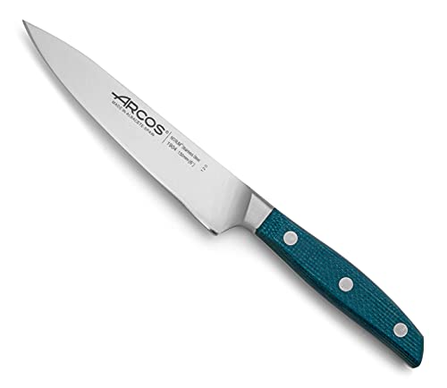 Arcos 190423 Serie Brooklyn - Kochmesser - Klinge aus Nitrum geschmiedetem Edelstahl 150 mm - HandGriff Micarta Farbe Blau (Seiden klinge) von Arcos