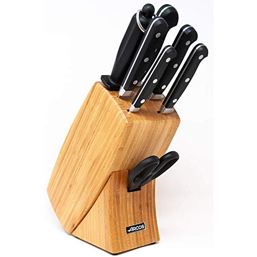 Arcos Serie Clasica - Messerset 7 Stück in einer Geschenkbox (5 Messer + 1 Schere + 1 Wetzstahl) - Klinge aus Nitrum geschmiedetem Edelstahl - HandGriff Polyoxymethylen (POM) Farbe Schwarz von Arcos