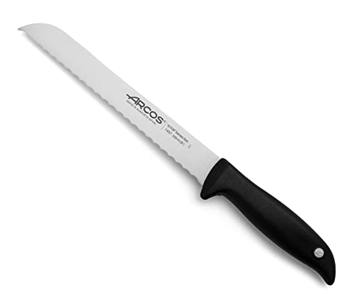 Arcos Serie Menorca - Brotmesser - Klinge Nitrum Edelstahl 200 mm - HandGriff Polypropylen Farbe Schwarz von Arcos