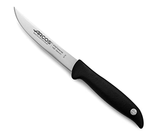Arcos Gemüsemesser aus Edelstahl 100 mm - Professionell zum Schälen von Obst und Gemüse, Ergonomischer Griff aus Polyoxymethylen - Schwarz, Serie Menorca von Arcos