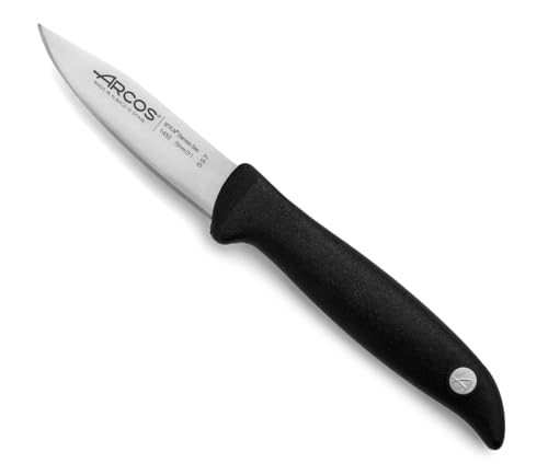 Arcos Schälmesser aus Edelstahl 80 mm - Professionelles Küchenmesser zum Schälen von Obst und Gemüse, Ergonomischer Griff aus Polypropylen - Schwarz, Serie Menorca von Arcos
