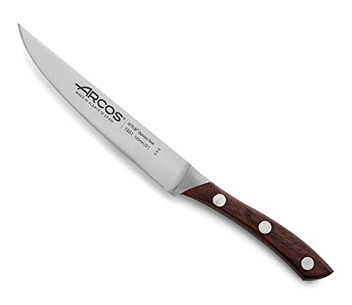 Arcos Gemüsemesser aus Edelstahl 130 mm - Professionell für Schälen von Obst und Gemüse, Ergonomischer Griff aus Polyoxymethylen - Braun, Serie Natura von Arcos