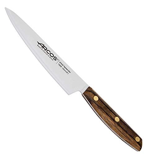 Arcos Serie Nordika - Küchenmesser | Allzweckmesser - Edelstahl NITRUM - Klinge 160 mm - Ovengkol Holzgriff 100% natürlicher FSC - 100% recycelte Verpackung, Braun von Arcos