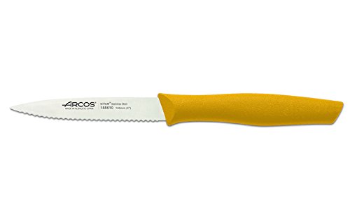 Arcos Serie Nova Box, 36 Stück, gezackte Klinge aus Edelstahl, 100 mm, Griff aus Polypropylen, gelb (36 Stück) von Arcos